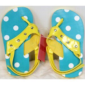 2009 Gymboree Happy Rainbow Sandals Shoes sz 5/6 Blue Dots Yellow Straps Rhinest